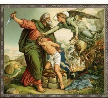 Ilustrasi Ibrahim menyembelih ismail dan malaikat datang membawa domba jantan